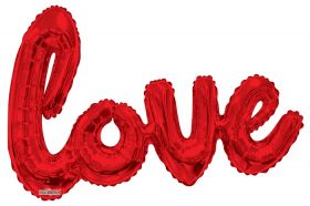 36 inch Kaleidoscope Red Script Love Shape Foil Balloon - AIR FILL - Pkg