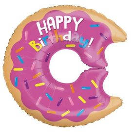 28 inch Happy Birthday Donut Shape Balloon - Packaged