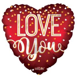 18 inch Kaleidoscope I Love You Red MT Foil Heart Balloon - flat