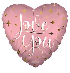 18 inch Kaleidoscope I Love You Sparkles MT Foil Heart Balloon - flat