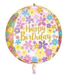 22 Inch Kaleidoscope Birthday Pastel Flowers Sphere