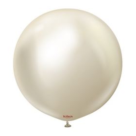 18 inch Kalisan White Gold Mirror Chrome Latex Balloons - 25 CT