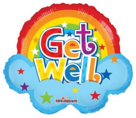 18 inch Get Well Rainbow Shape Foil Mylar Balloon