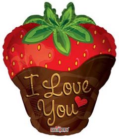 18 inch Kaleidoscope I Love You Strawberry Shape Foil Balloon - flat