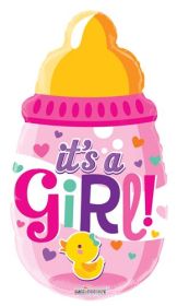 20 inch It's a Girl Baby Bottle Shape Foil Mylar Balloon - Pkg