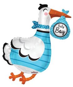 36 inch Baby Boy Stork Shape Foil Mylar Balloon