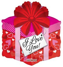 18 inch Kaleidoscope I Love You Gift Shape Foil Balloon - Pkg