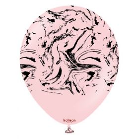 12 inch Kalisan Nebula Print Macaron Pink with Black Ink Latex Balloons