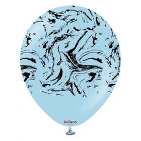 12 inch Kalisan Nebula Print Macaron Blue with Black Ink Latex Balloons