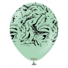 12 inch Kalisan Nebula Print Macaron Green with Black Ink Latex Balloons