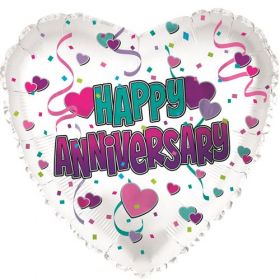 18 inch Foil Mylar Heart Happy Anniversary Hearts Balloon