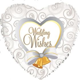 18 inch Foil Mylar Heart Wedding Wishes Bells Balloon