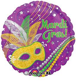 18 inch Anagram Festive Mardi Gras Foil Balloon - Flat