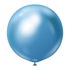 24 inch Kalisan Blue Mirror Chrome Latex Balloons - 2 CT