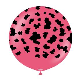 24 inch Kalisan Safari Cow Print Fuchsia Latex Balloons - 1 ct