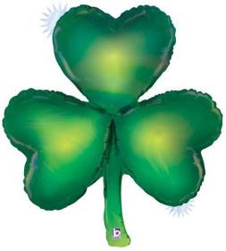 38 inch Betallic Opal Shamrock Holographic Shape Foil Balloon - Pkg