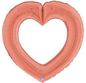 41 inch Betallic Rose Gold Linking Heart Foil Balloon - Pkg