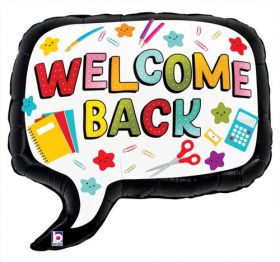 28 inch Betallic Welcome Back Speech Bubble Foil Balloon - Flat