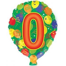 18 inch Foiltex Latex Shape Foil #0 Birthday Balloon - Flat