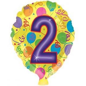 18 inch Foiltex Latex Shape Foil #2 Birthday Balloon - Flat