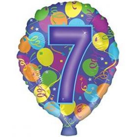 18 inch Foiltex Latex Shape Foil #7 Birthday Balloon - Flat