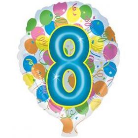 18 inch Foiltex Latex Shape Foil #8 Birthday Balloon - Flat