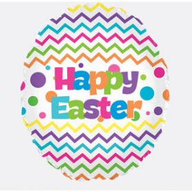 12 inch CTI Chevron Happy Easter Foil Balloon - flat