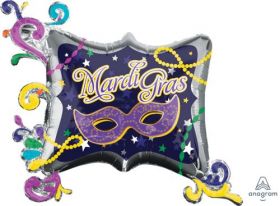 34 inch Anagram Mardi Gras Frame Shape Foil Balloon - Pkg