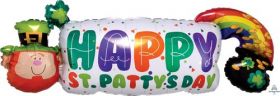 42 inch Anagram St Pat's Pot of Gold Banner Shape Foil Balloon - Flat