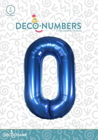 34 inch Decochamp Navy Blue Number 0 Foil Balloon