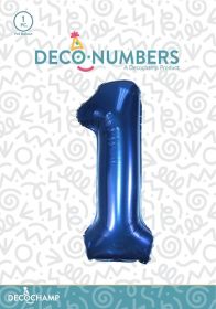 34 inch Decochamp Navy Blue Number 1 Foil Balloon