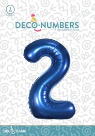 34 inch Decochamp Navy Blue Number 2 Foil Balloon