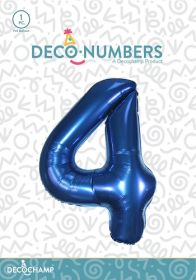 34 inch Decochamp Navy Blue Number 4 Foil Balloon