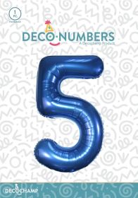 34 inch Decochamp Navy Blue Number 5 Foil Balloon