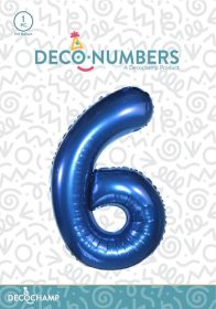 34 inch Decochamp Navy Blue Number 6 Foil Balloon