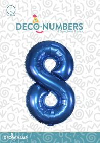 34 inch Decochamp Navy Blue Number 8 Foil Balloon