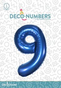 34 inch Decochamp Navy Blue Number 9 Foil Balloon