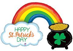 47 inch Betallic St Pat's Pot of Gold Shape Foil Balloon - Flat