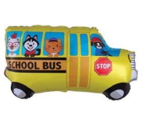 30 inch Anagram School Bus Shape Foil Balloon - Flat