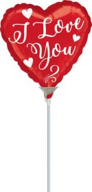 9 inch Anagram White Script I Love You Heart Foil Balloon - flat