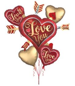 Anagram Bouquet Satin Love You Arrows Foil Balloon - Pkg