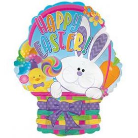 10 inch CTI Happy Easter Basket Foil Balloon - flat