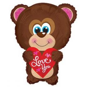 22 inch I Love You Blue Eyes Bear Shape Foil Mylar Balloon - flat