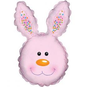 30 inch CTI Pink Bunny Head Shape Foil Balloon - flat