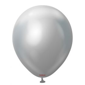 12 inch Kalisan Silver Mirror Chrome Latex Balloons - 50 CT