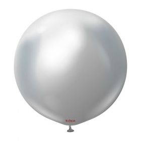 18 inch Kalisan Silver Mirror Chrome Latex Balloons - 25 CT