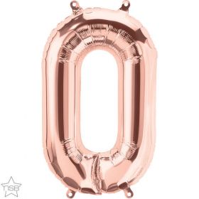 16 inch Rose Gold Number 0 Foil Mylar Balloon