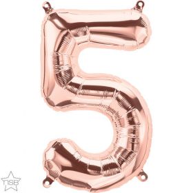 16 inch Rose Gold Number 5 Foil Mylar Balloon