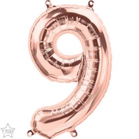 16 inch Rose Gold Number 9 Foil Mylar Balloon