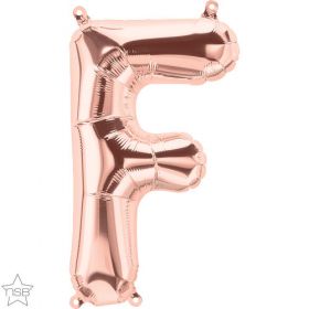 16 inch Rose Gold Letter F Foil Mylar Balloon